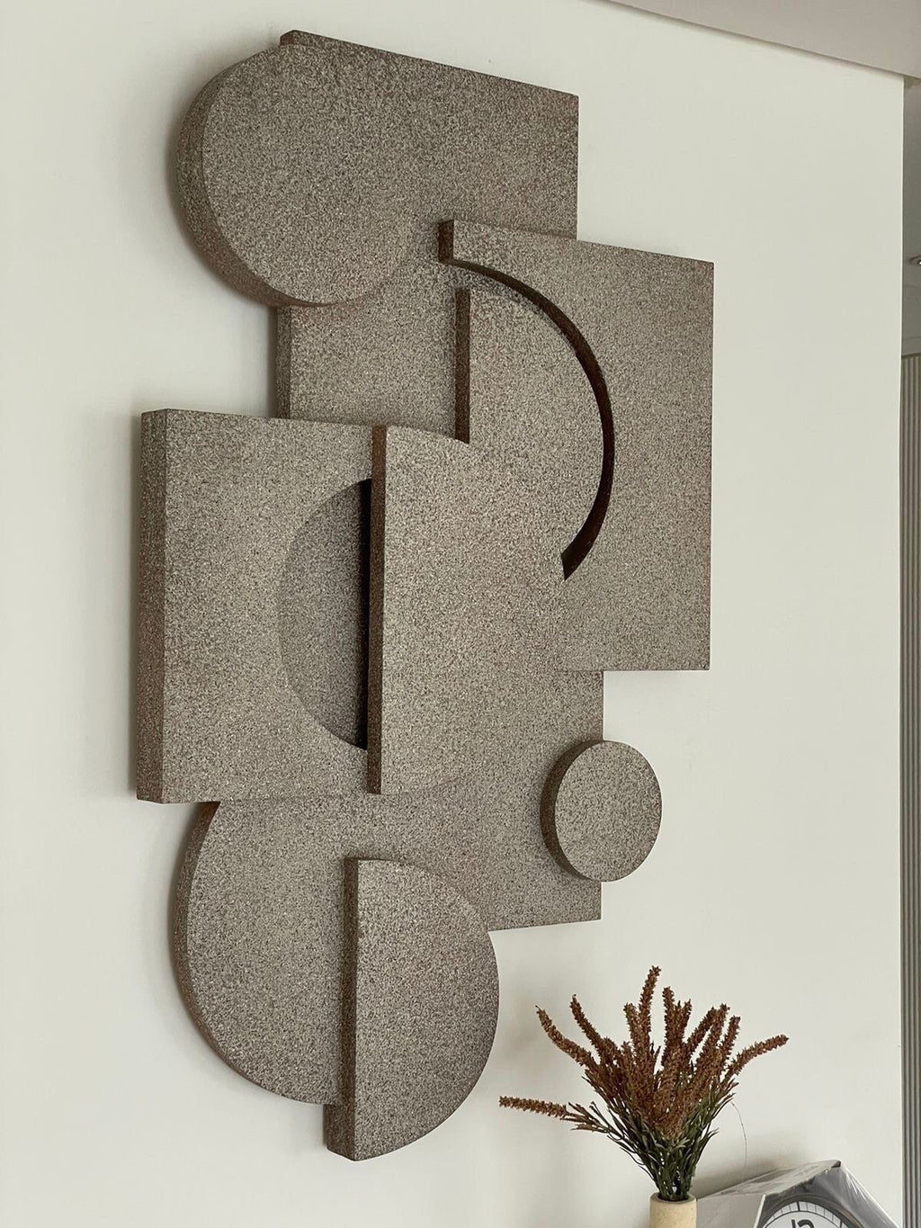 Stone Textured Geometric Relief| Wallorah