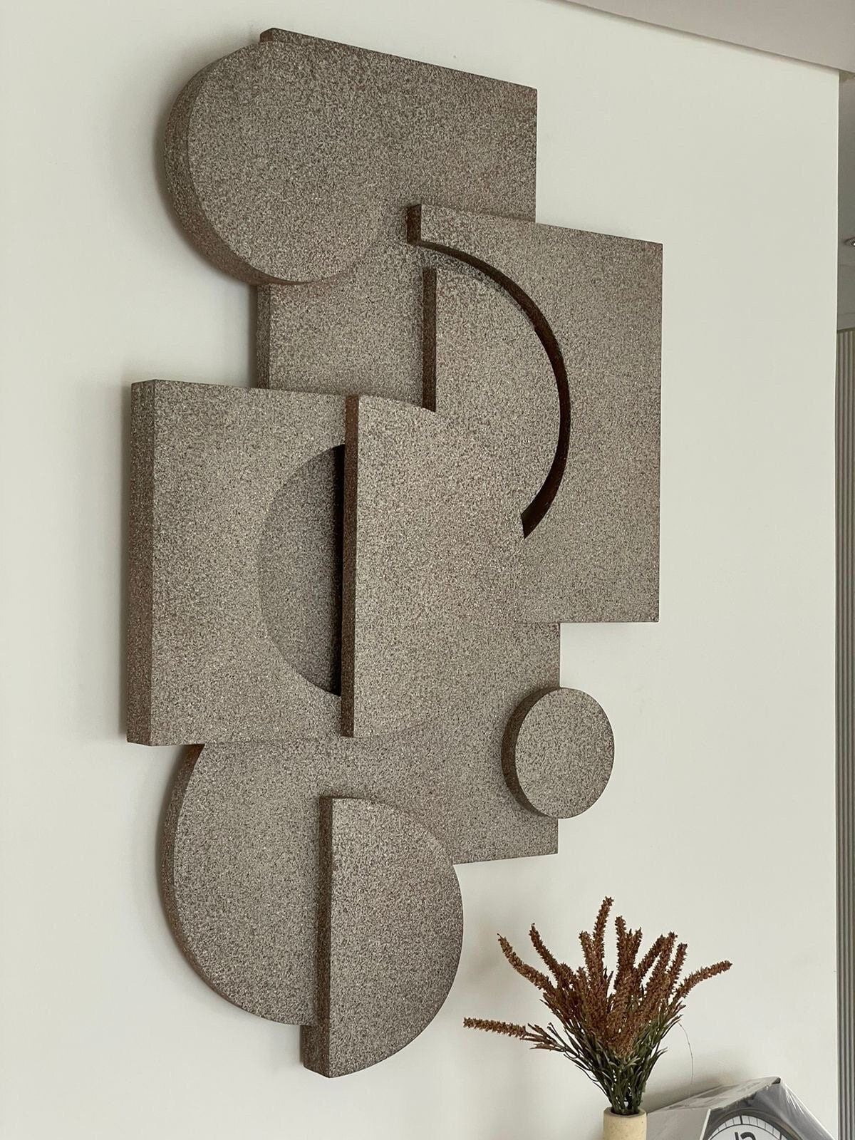 Stone Textured Geometric Relief| Wallorah