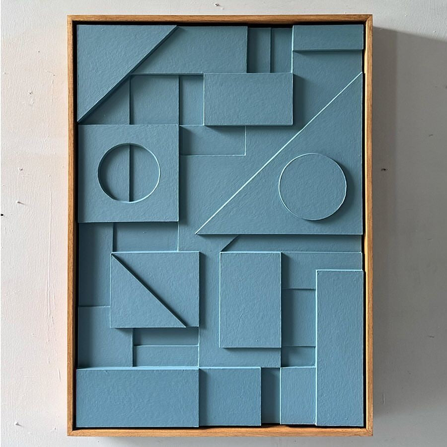 Slate Blue Geometric Relief | Wallorah