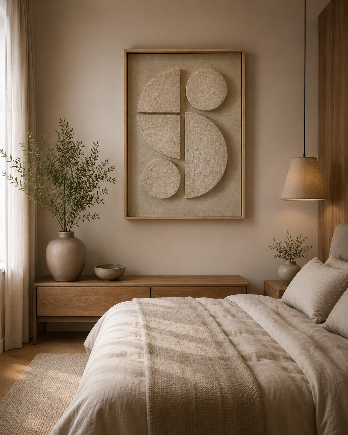 Ivory Geometry – Handcrafted Minimalist 3D Abstract Wall Art on Stretched Wooden Canvas | Wallorah