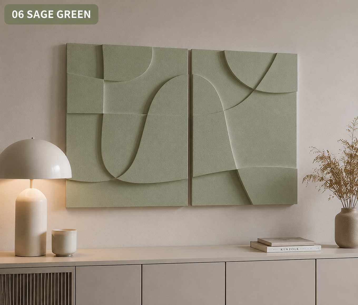 Sage Green Flow Diptych  | Wallorah