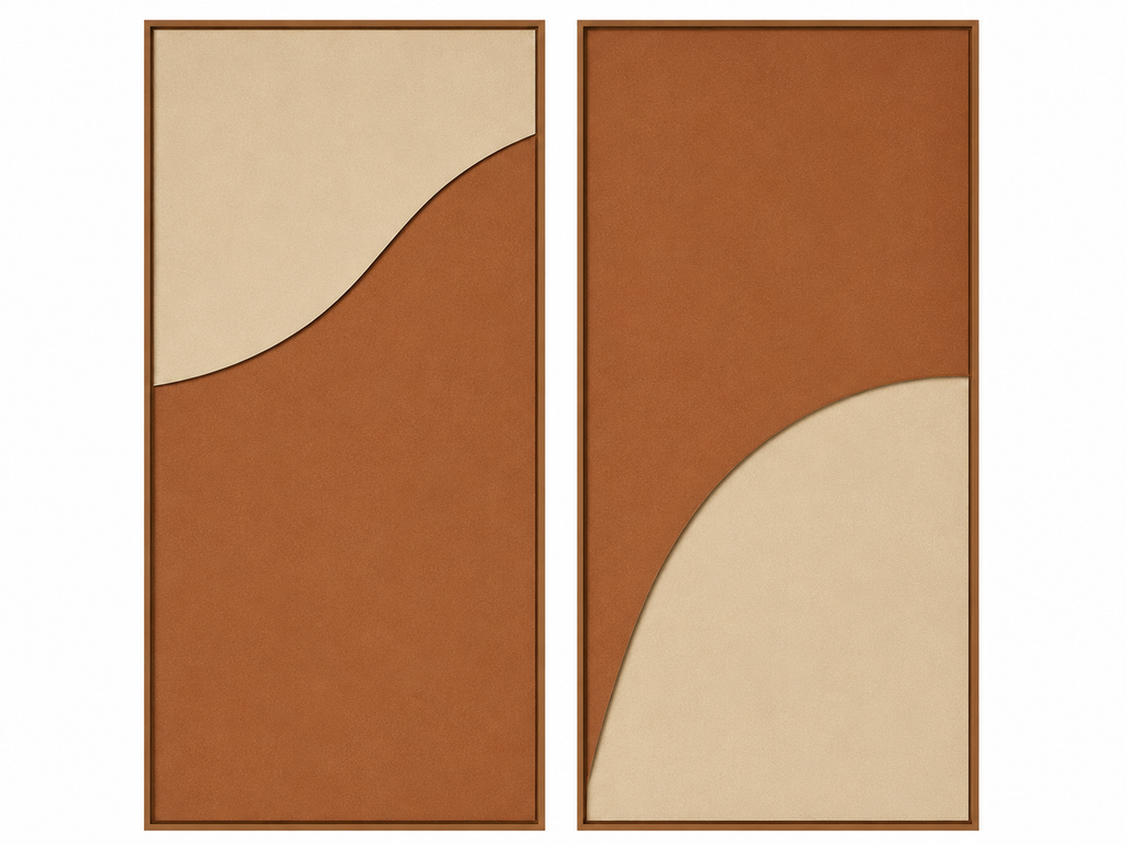 Terracotta Duo Abstract Wall Art Set | Minimalist Neutral Canvas (Set of 2) – Wallorah