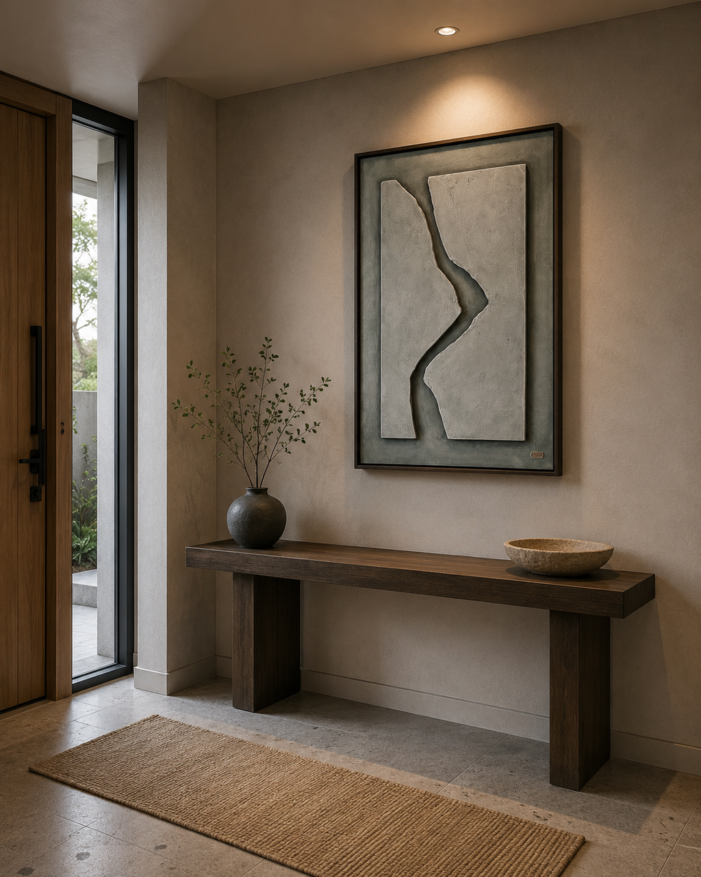 Fractured Serenity – Sage Grey & Stone White Handcrafted Abstract Wall Art on Stretched Wooden Canvas | Wallorah