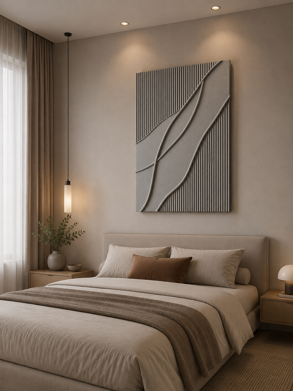 Silver Flow – Handcrafted Silver Grey Minimalist Textured Wall Art on Stretched Wooden Canvas | Wallorah