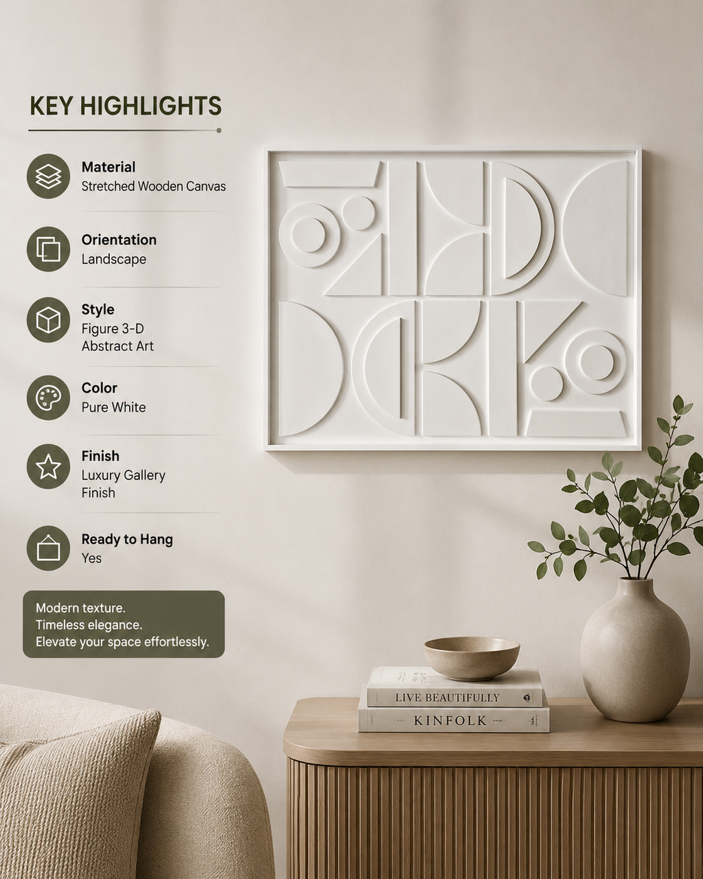 Ivory Geometry Grid  | Wallorah