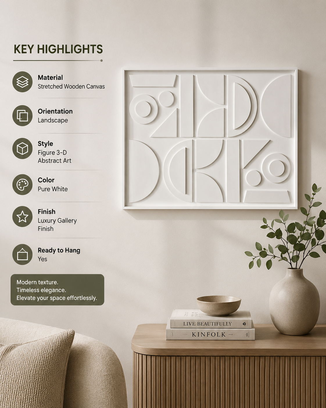 Ivory Geometry Grid  | Wallorah