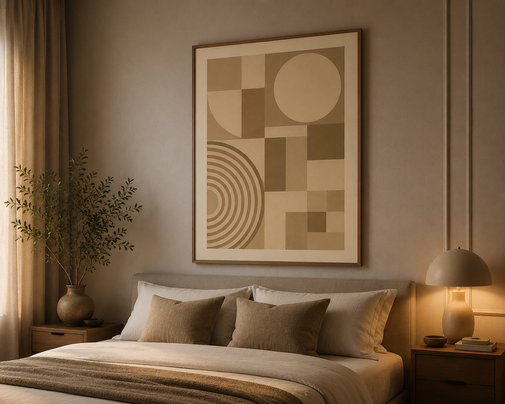 Neutral Geometry Abstract Wall Art | Modern Beige Canvas – Wallorah