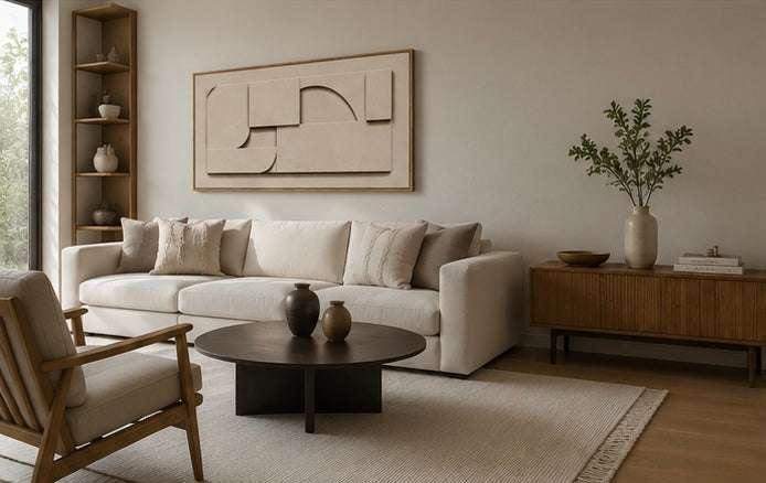 Sand Beige Horizon Relief – Handcrafted Abstract Wall Art on Stretched Wooden Canvas | Wallorah