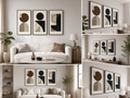 Monochrome Geometry Trio | Set of 3 Abstract Canvas Wall Art | Premium UV Printed Ready-to-Hang