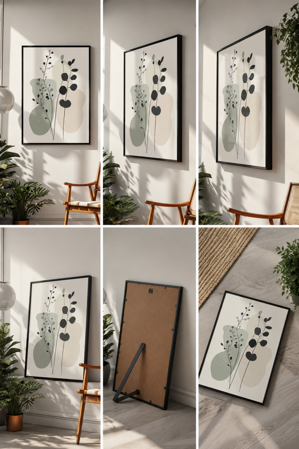 Botanical Whisper – Minimalist Abstract Botanical Wall Art | Sage Green & Neutral Floral Print | Scandinavian Japandi Modern Home Decor