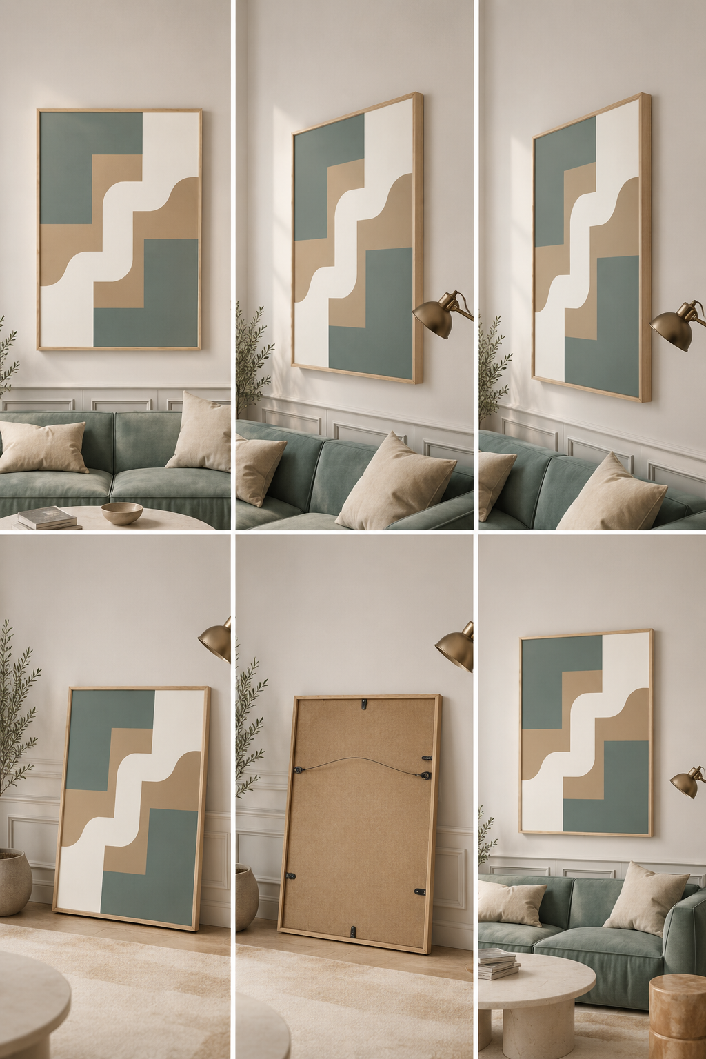 Serene Path – Modern Abstract Geometric Wall Art | Sage Green & Beige Minimalist Print | Scandinavian Japandi Canvas Decor