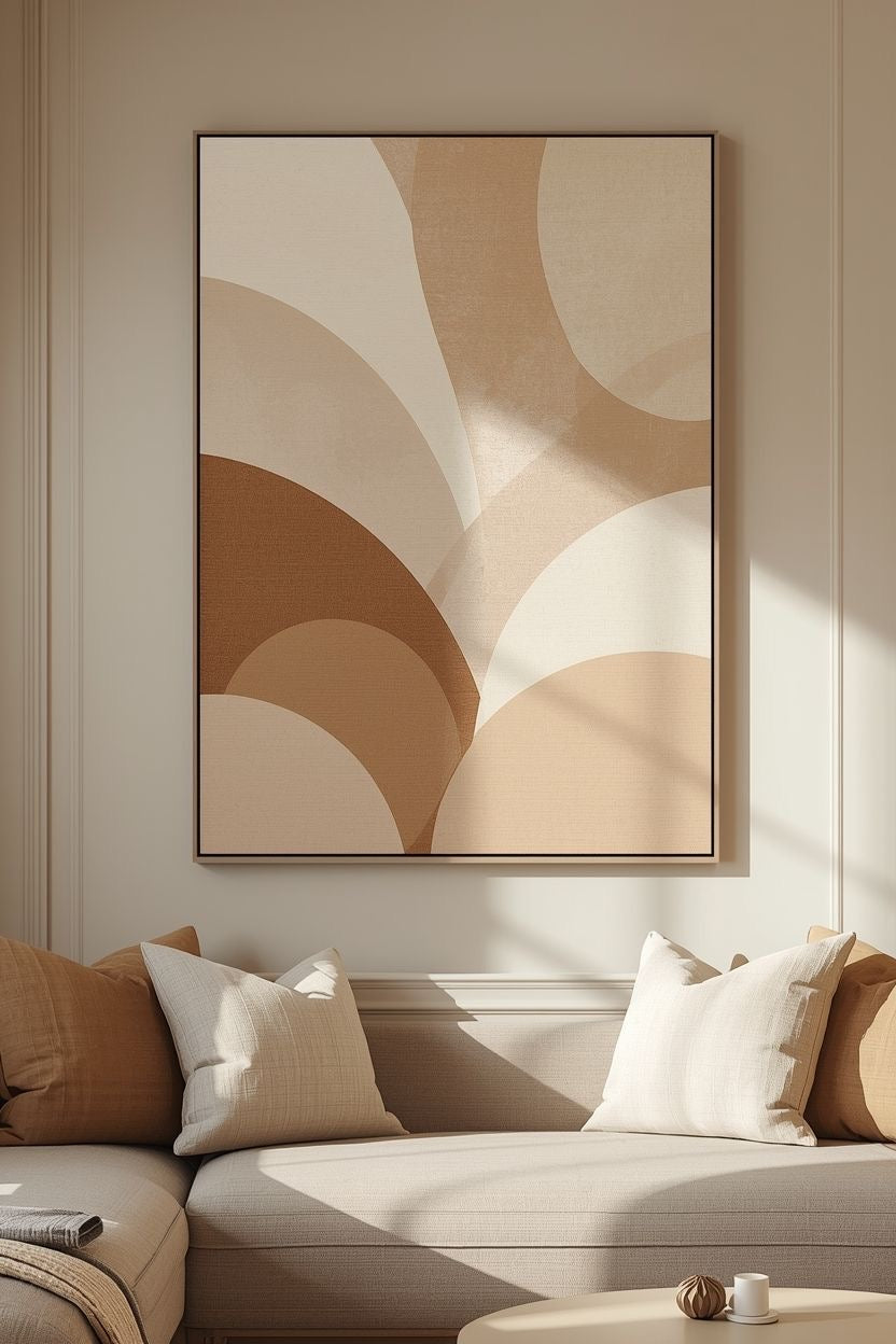 Earthy Arc Harmony Abstract Wall Art | Minimalist Neutral Canvas – Wallorah