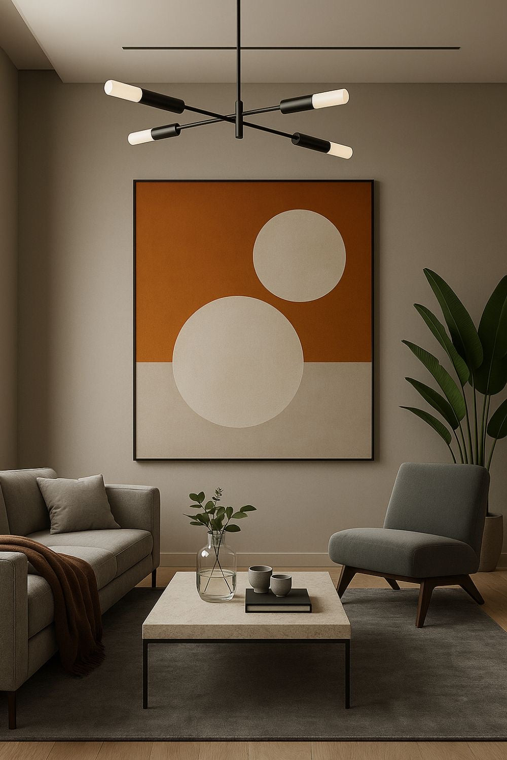 Terracotta Eclipse Abstract Wall Art | Modern Minimalist Canvas – Wallorah