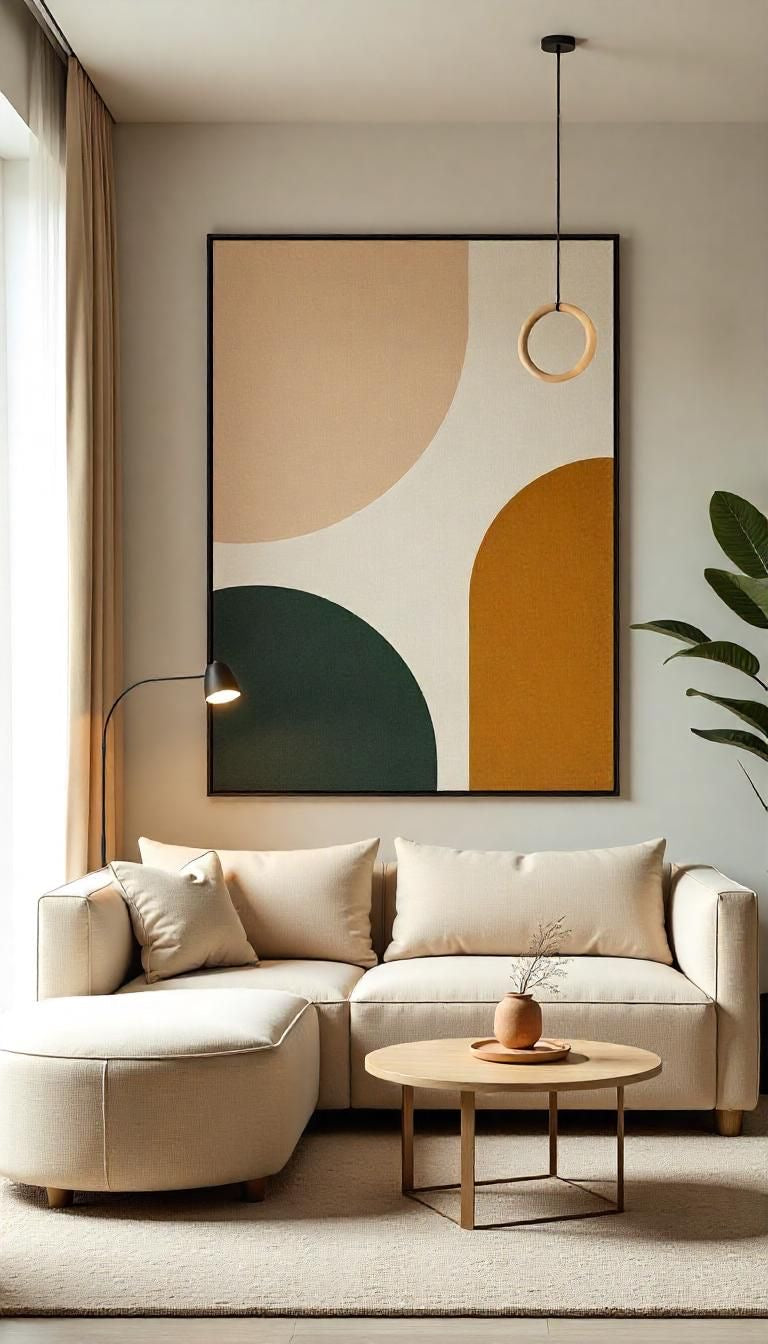 Earthy Arches Abstract Wall Art | Modern Green & Ochre Canvas – Wallorah