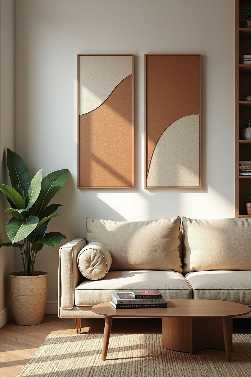 Terracotta Duo Abstract Wall Art Set | Minimalist Neutral Canvas (Set of 2) – Wallorah
