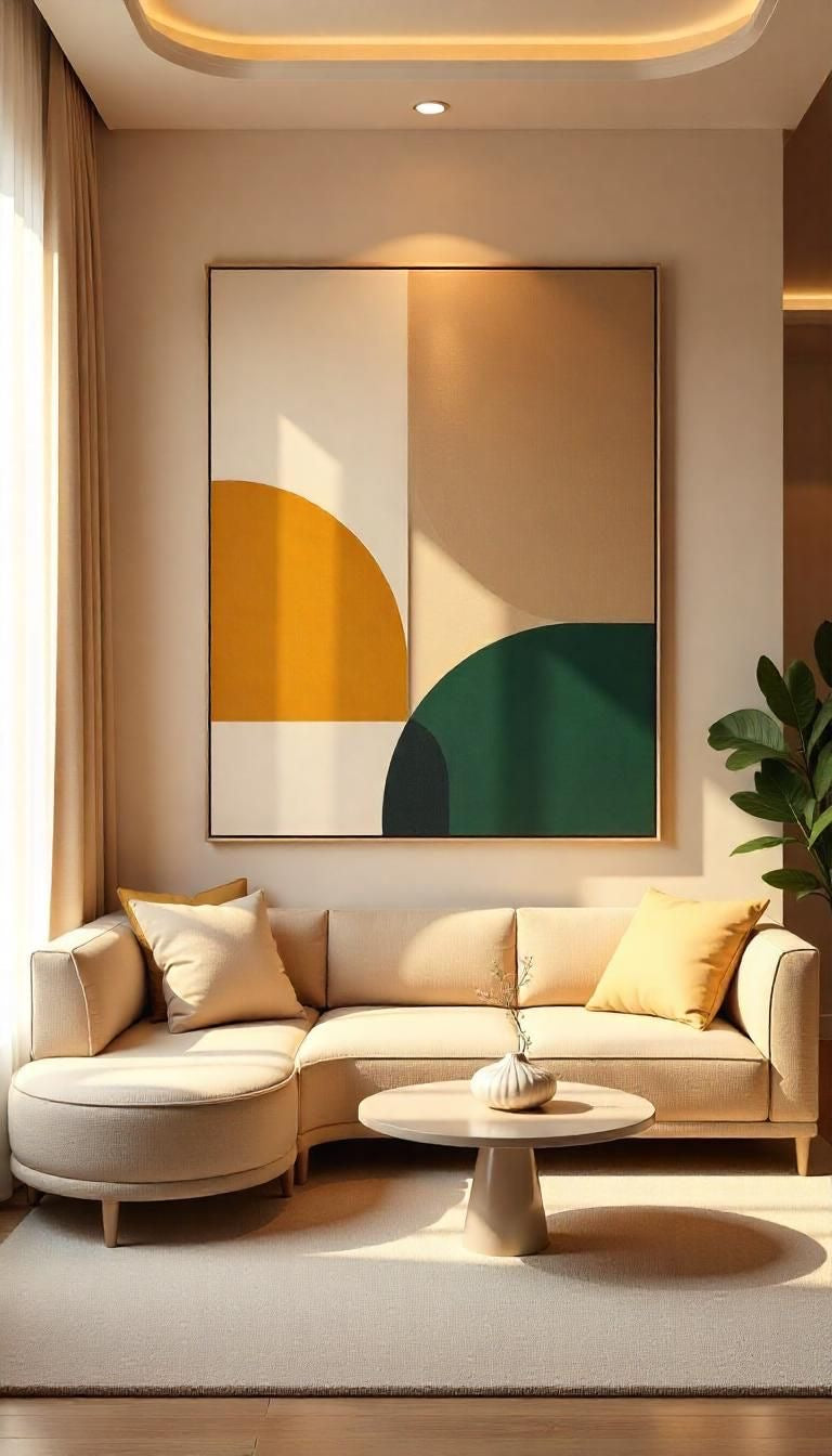 Verdant Horizon Abstract Wall Art | Modern Green & Mustard Canvas – Wallorah
