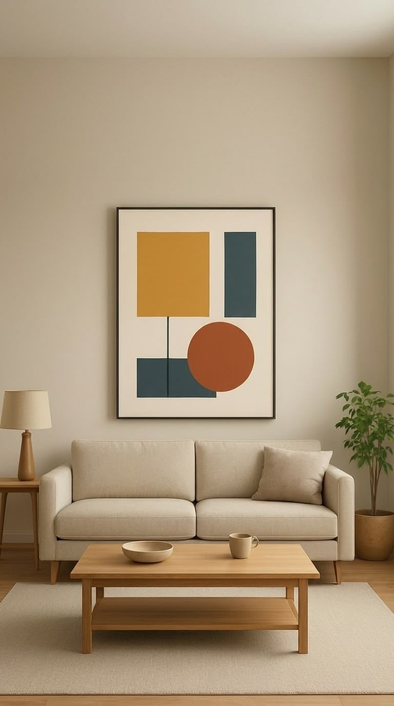 Modern Balance Abstract Wall Art | Geometric Mustard & Teal Canvas – Wallorah