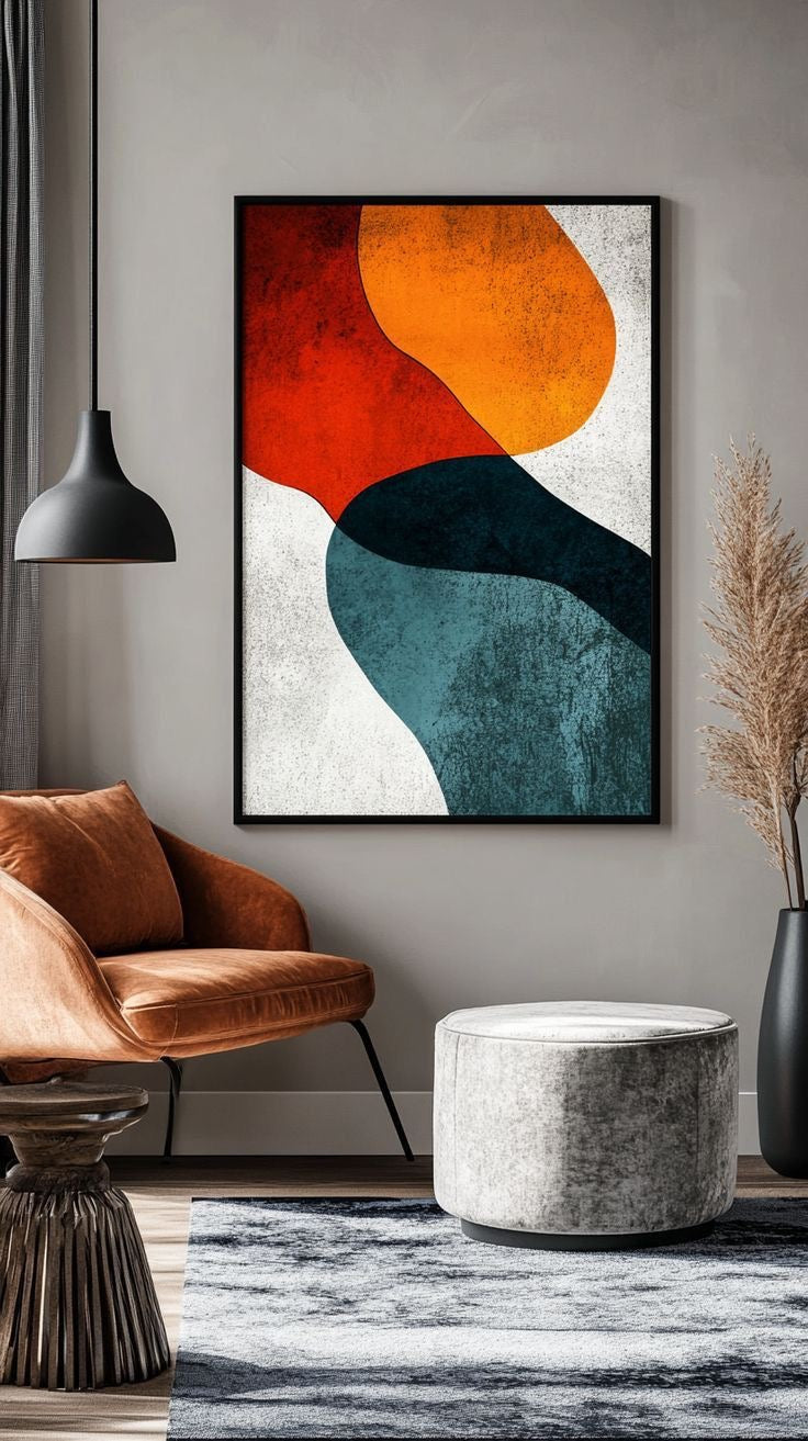 Ember Flow Abstract Wall Art | Modern Color Block Canvas – Wallorah