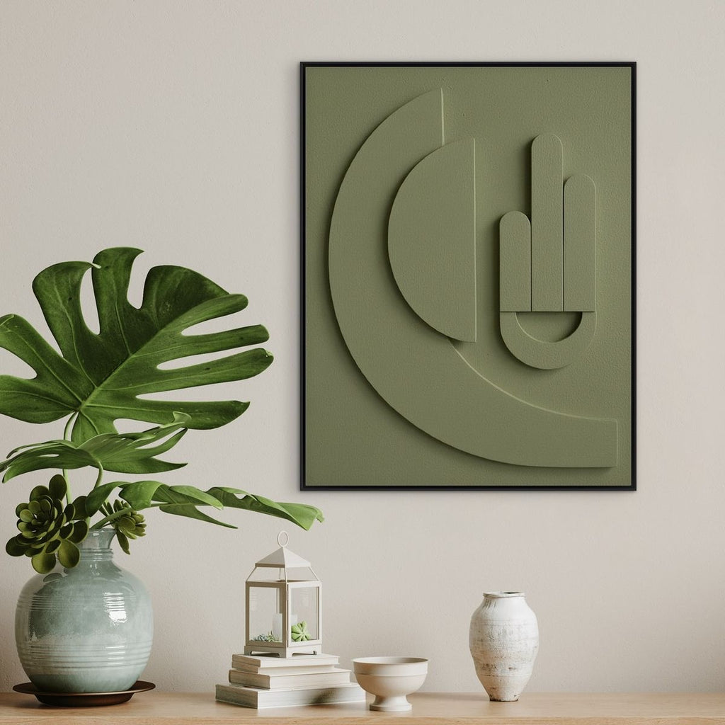 Sage Harmony – Handcrafted 3D Geometric Wall Art on Stretched Wooden Canvas | Wallorah