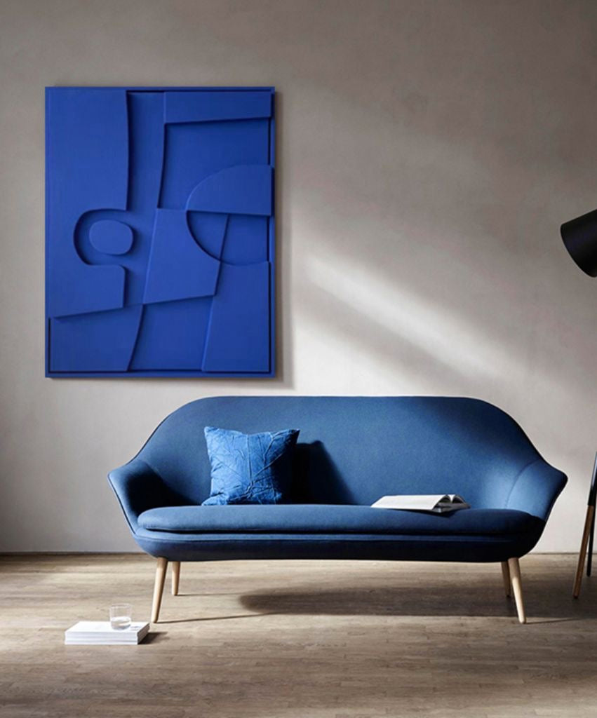 Cobalt Geometry – Handcrafted Abstract Wall Art | Stretched Wooden Canvas | Wallorah