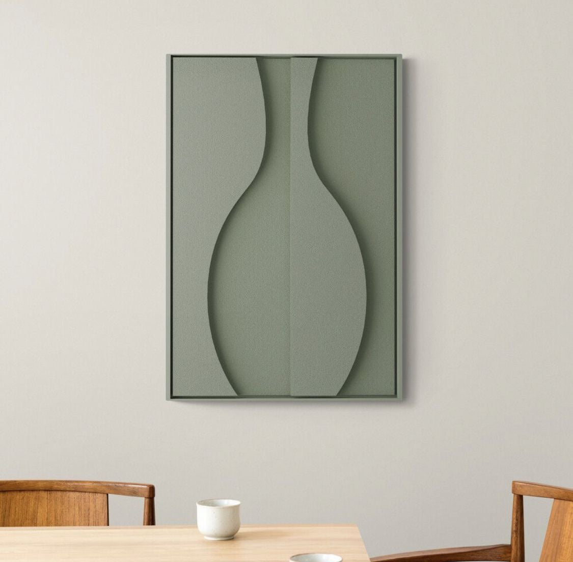 Sage Silhouette – Handcrafted Textured Abstract Wall Art | Stretched Wooden Canvas | Wallorah