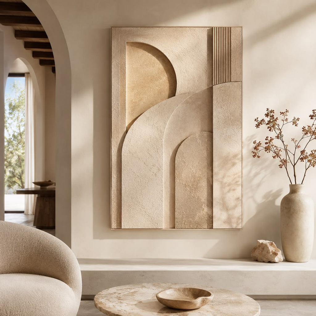 Desert Sand Arch Relief – Handcrafted Abstract Wall Art on Stretched Wooden Canvas | Wallorah