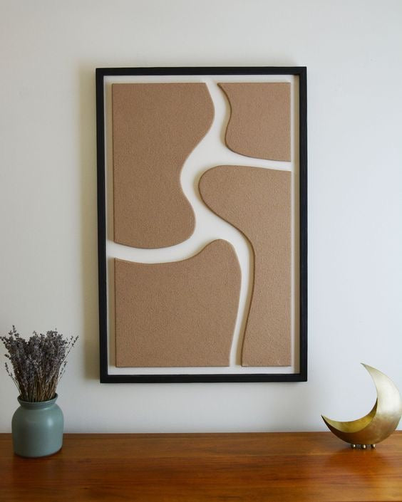Desert Flow – Sand Beige & Ivory Handcrafted Abstract Wall Art on Stretched Wooden Canvas | Wallorah