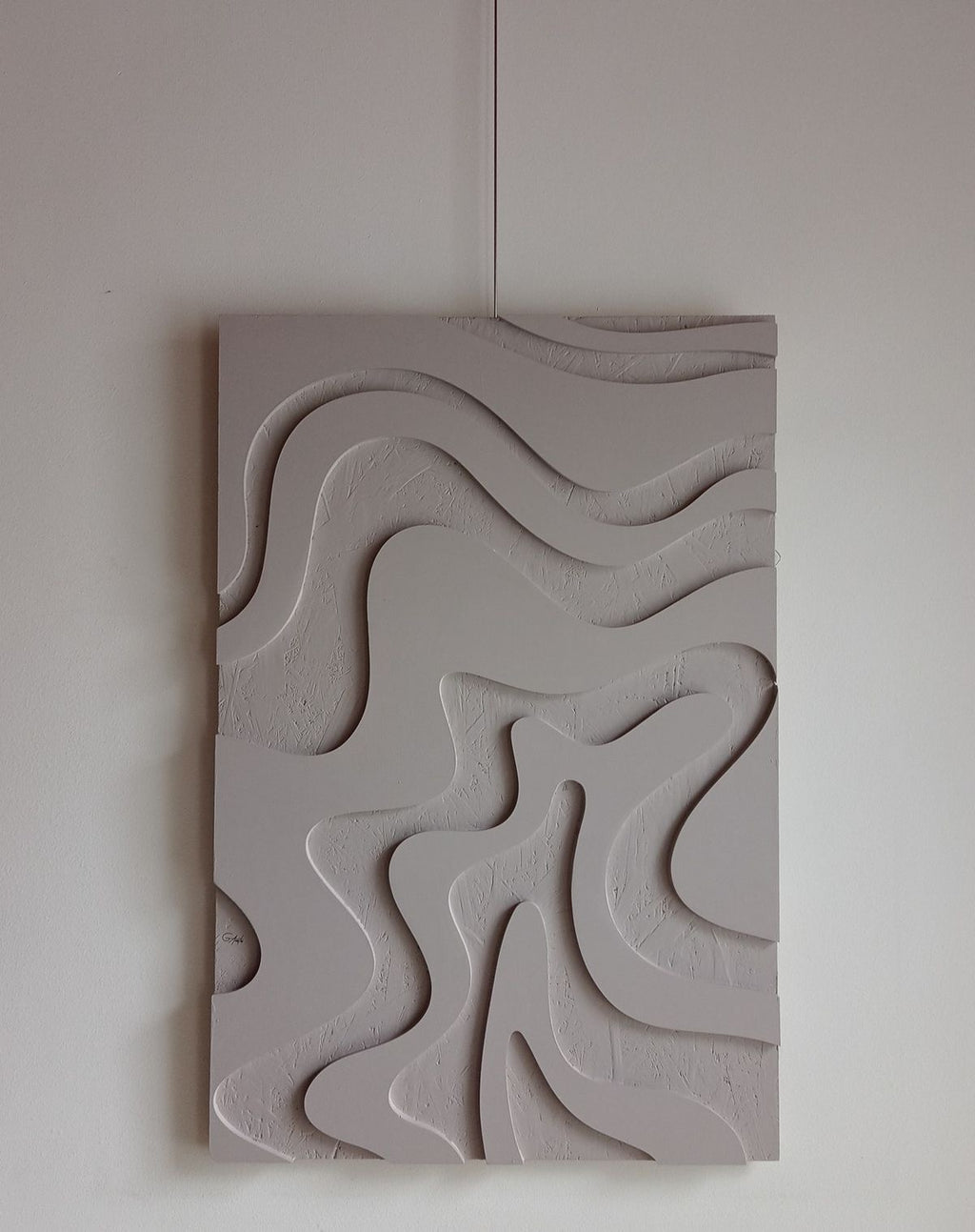 Flowing Dunes – Warm Greige Handcrafted Abstract Textured Wall Art on Stretched Wooden Canvas | Wallorah