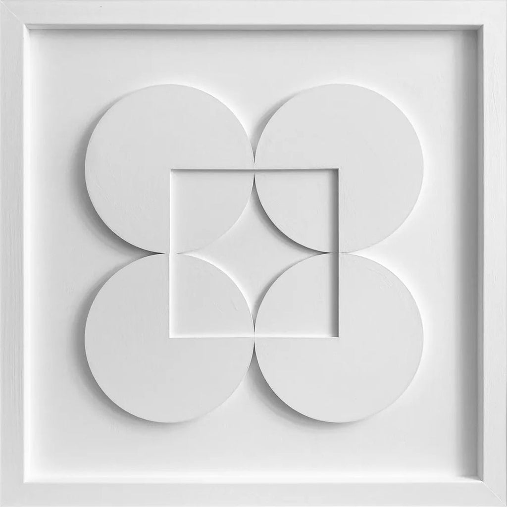 Pure Balance – Ivory White Handcrafted Geometric Wall Art on Stretched Wooden Canvas | Wallorah
