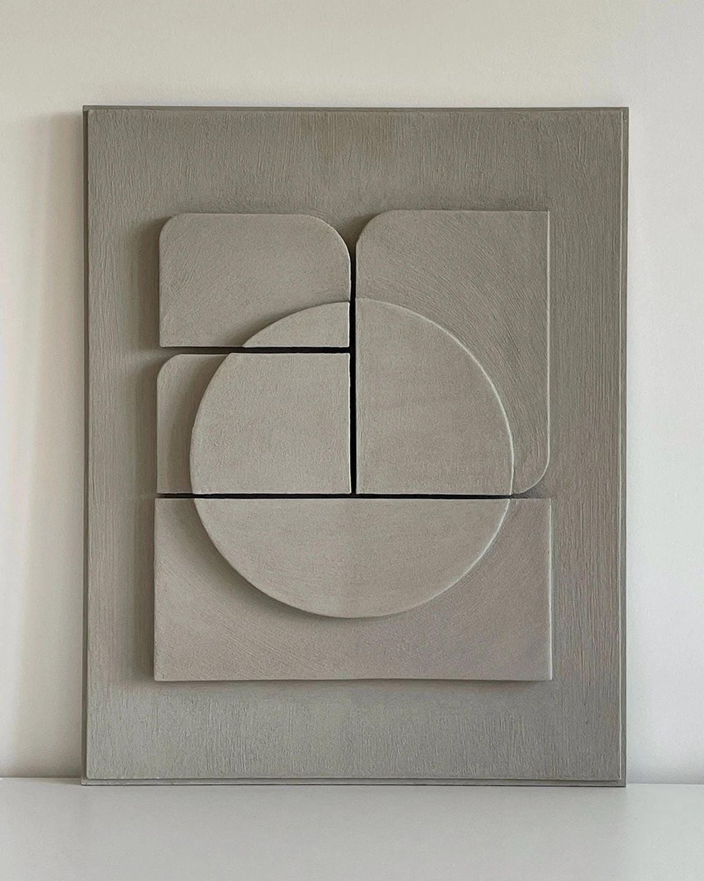 Stone Eclipse – Warm Greige Handcrafted Geometric Wall Art on Stretched Wooden Canvas | Wallorah