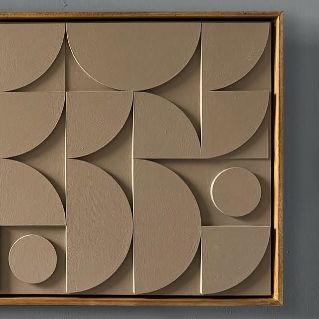 Taupe Geometric Mosaic – Warm Taupe Handcrafted Abstract Wall Art on Stretched Wooden Canvas | Wallorah
