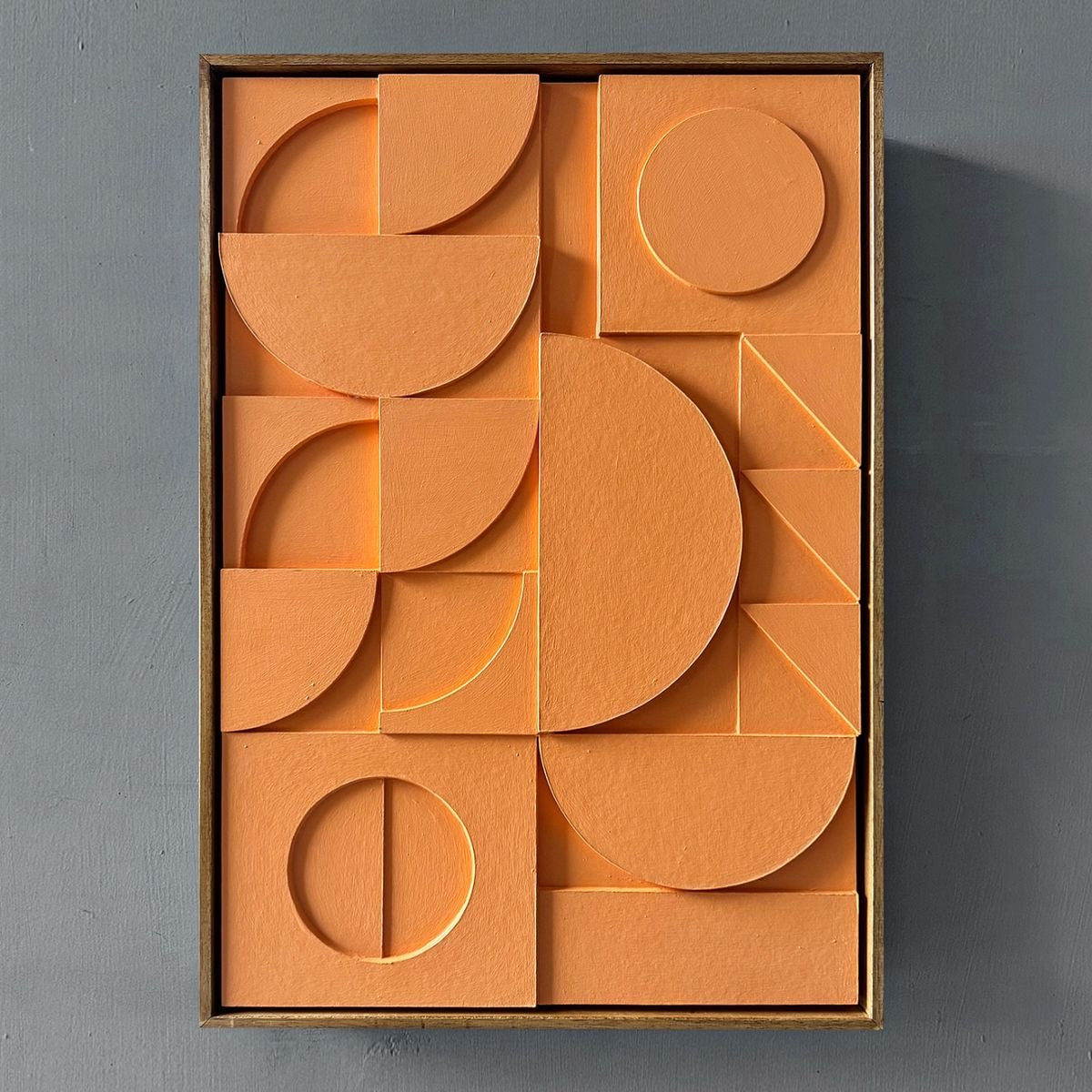 Sunset Geometry – Terracotta Orange Handcrafted Geometric Wall Art on Stretched Wooden Canvas | Wallorah