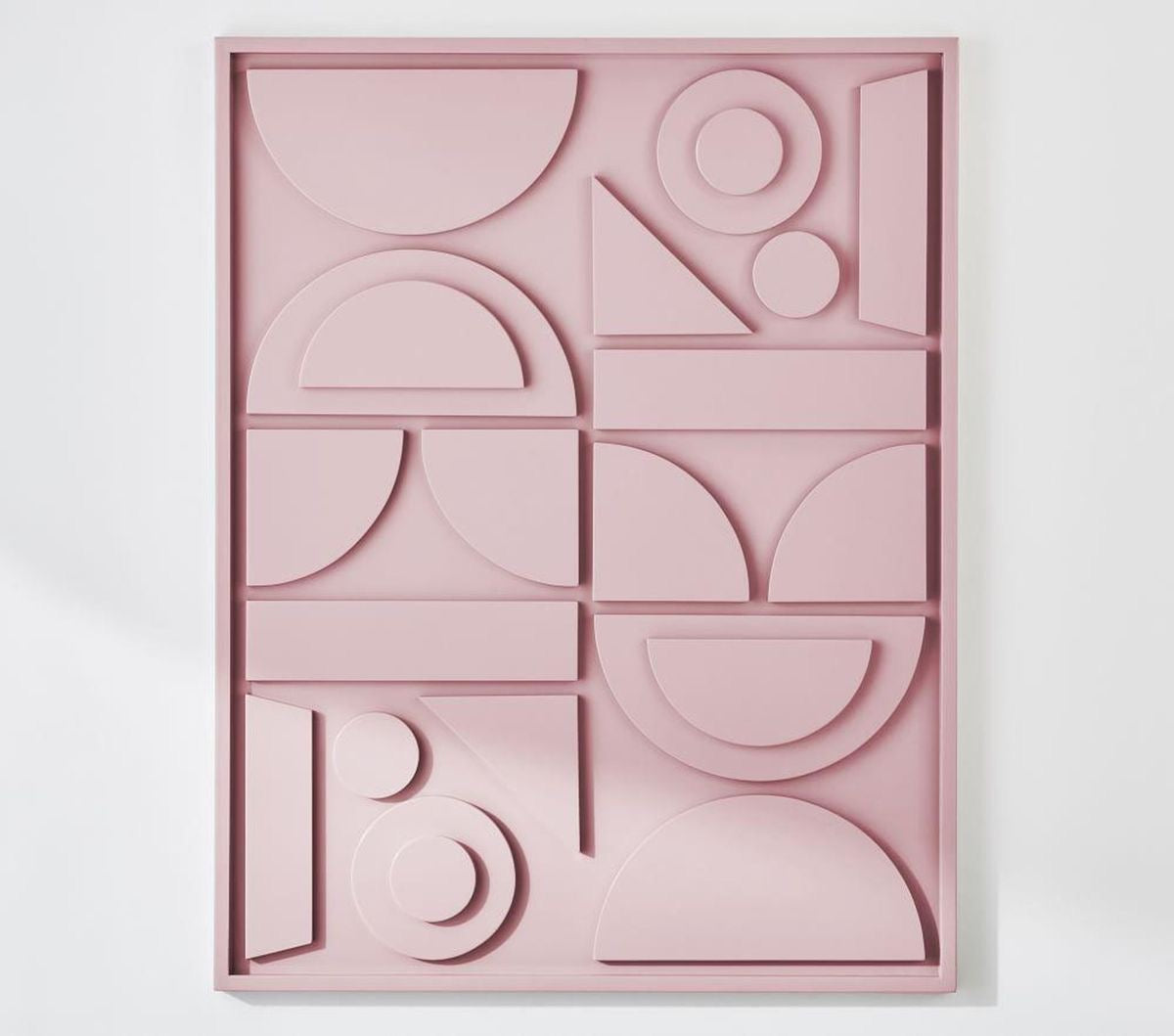 Blush Geometry – Blush Pink Handcrafted Geometric Wall Art on Stretched Wooden Canvas | Wallorah