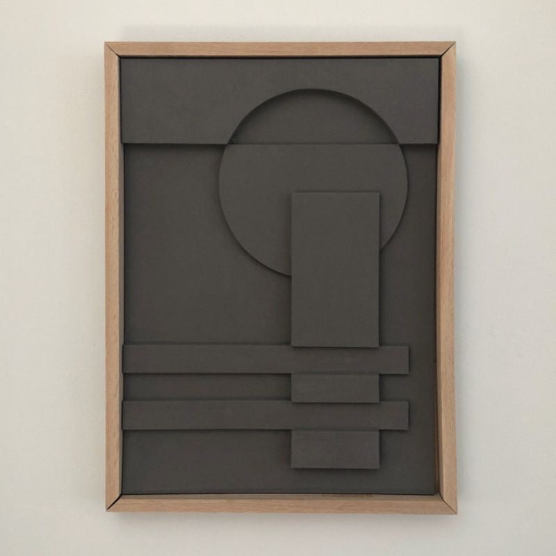 Midnight Balance – Charcoal Black Handcrafted Geometric Wall Art on Stretched Wooden Canvas | Wallorah