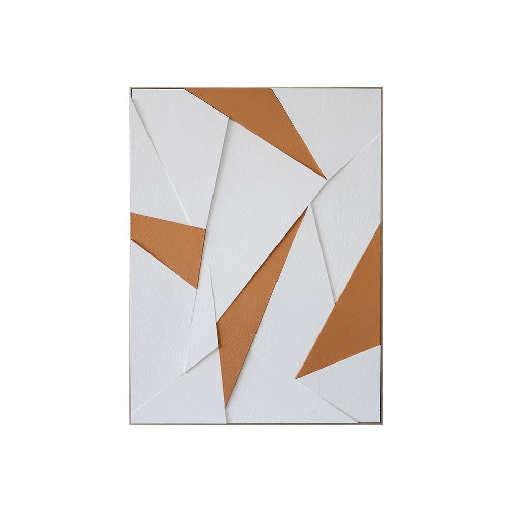 Terracotta Prism – Terracotta & White Handcrafted Geometric Wall Art on Stretched Wooden Canvas | Wallorah