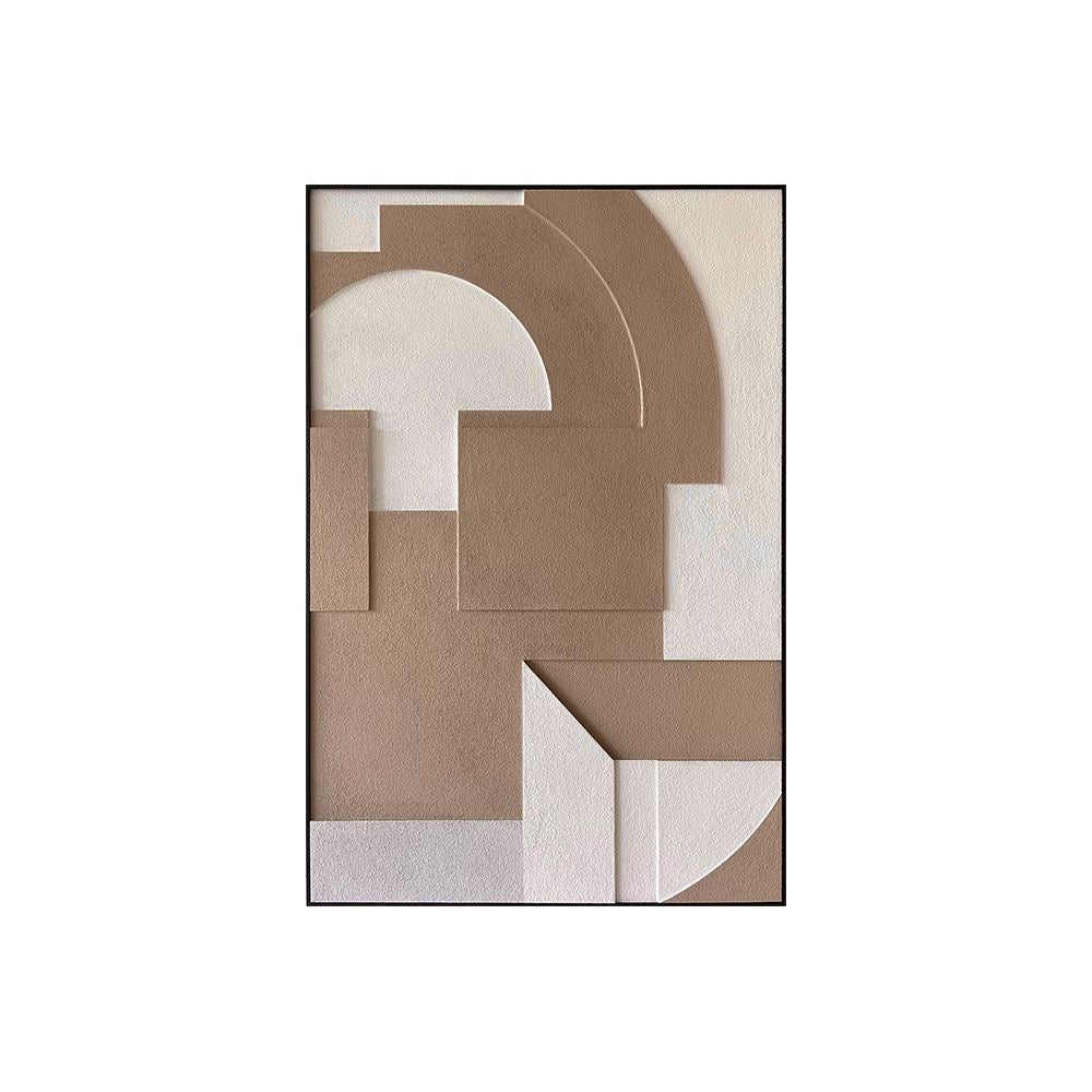 Modern Arch Geometry – Taupe & White Handcrafted Abstract Wall Art on Stretched Wooden Canvas | Wallorah