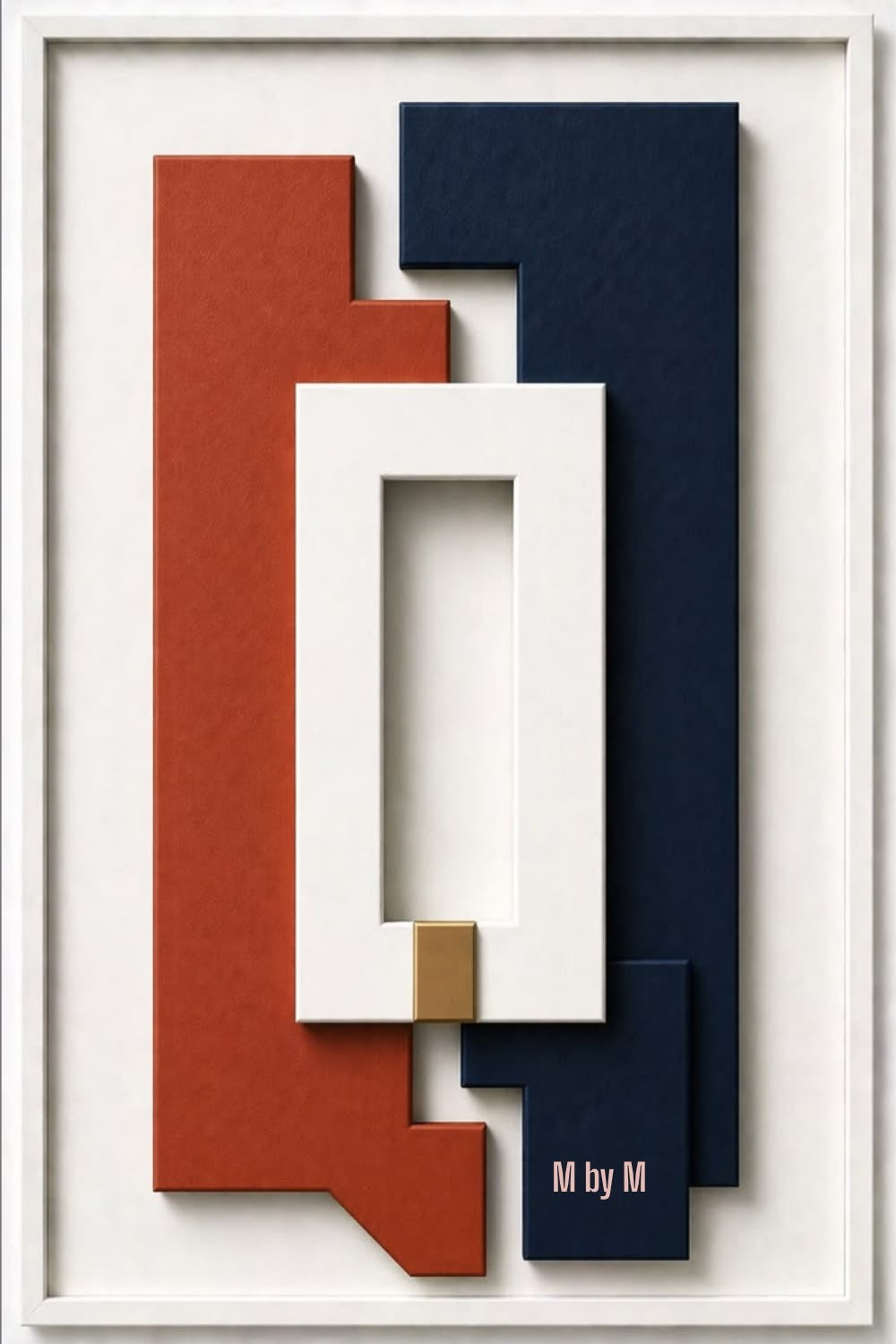 Modern Contrast – Rust, Navy Blue & White Handcrafted Geometric Wall Art on Stretched Wooden Canvas | Wallorah