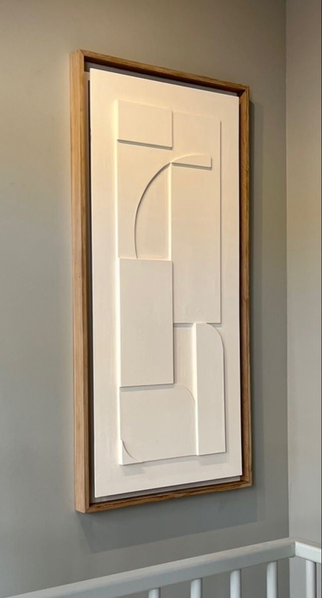 Ivory Harmony – Ivory White Handcrafted Geometric Wall Art on Stretched Wooden Canvas | Wallorah