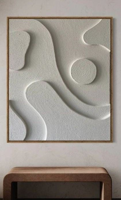 Organic Flow – Ivory White Handcrafted 3D Abstract Wall Art on Stretched Wooden Canvas | Wallorah
