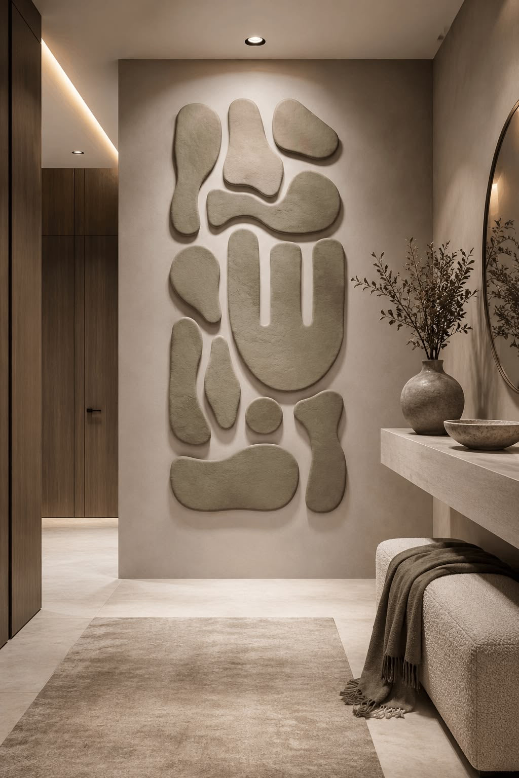 Organic Balance – Beige Abstract Handcrafted Wall Art on Stretched Wooden Canvas | Wallorah