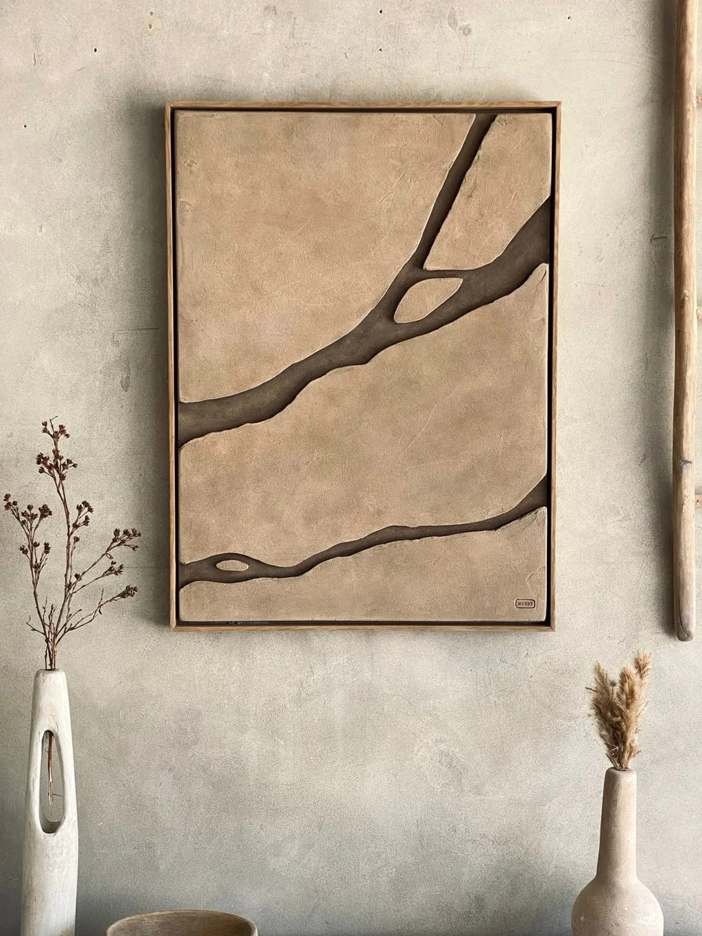Earth Veins – Sand Beige & Mocha Brown Handcrafted Abstract Wall Art on Stretched Wooden Canvas | Wallorah