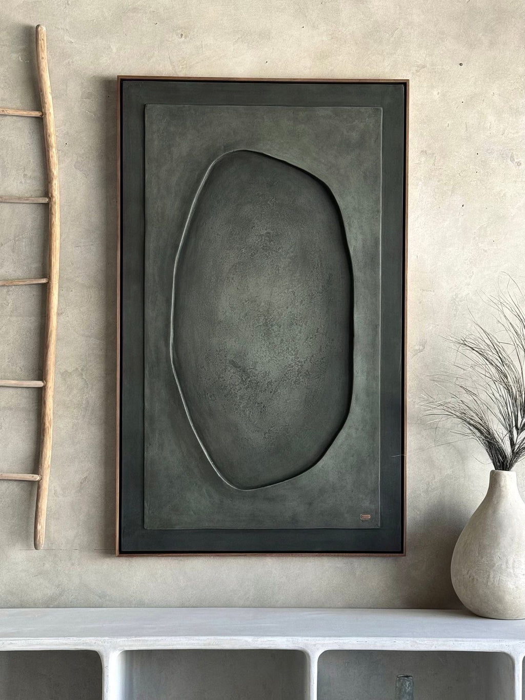 Obsidian Eclipse – Charcoal Black Handcrafted Abstract Wall Art on Stretched Wooden Canvas | Wallorah