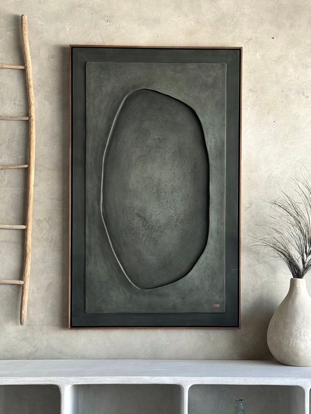 Obsidian Eclipse – Charcoal Black Handcrafted Abstract Wall Art on Stretched Wooden Canvas | Wallorah