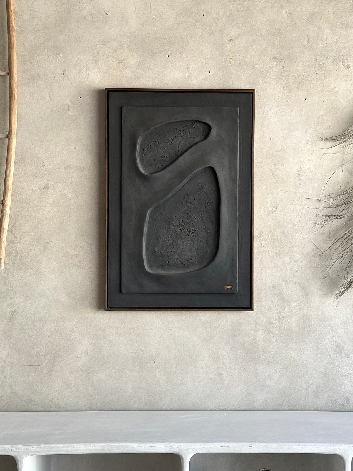 Midnight Stones – Matte Black Handcrafted Abstract Wall Art on Stretched Wooden Canvas | Wallorah