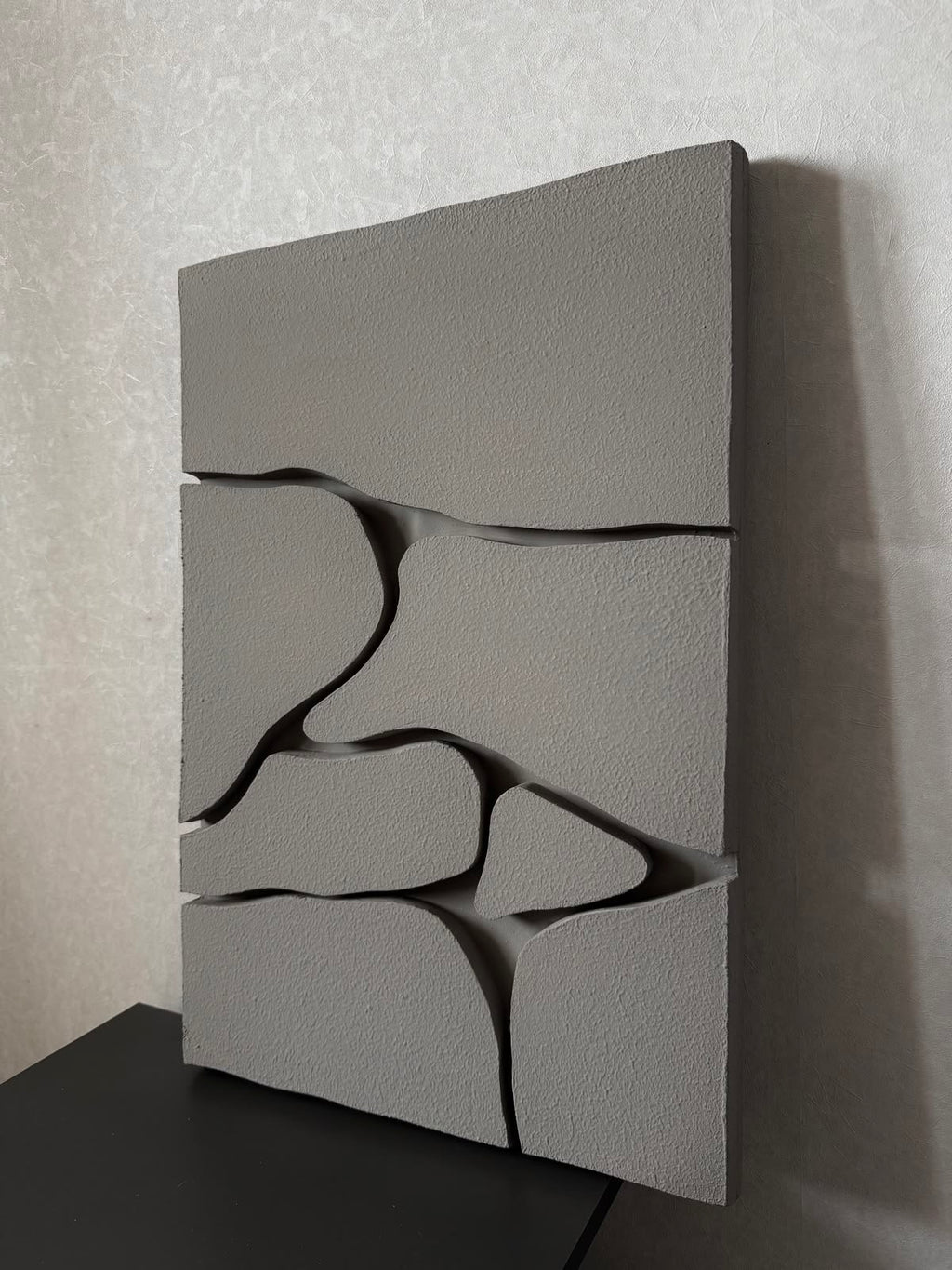 Stone Mosaic – Ash Grey Handcrafted Abstract Wall Art on Stretched Wooden Canvas | Wallorah