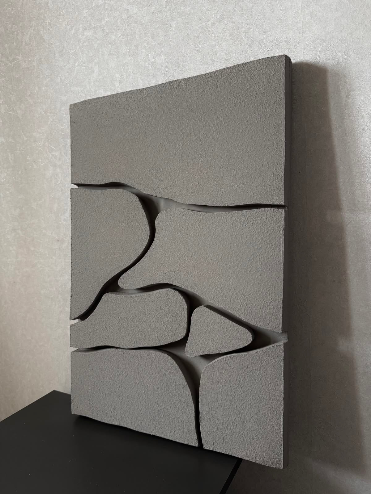 Stone Mosaic – Ash Grey Handcrafted Abstract Wall Art on Stretched Wooden Canvas | Wallorah