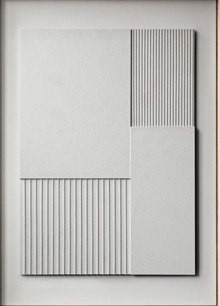 Ivory Geometry – Handcrafted Ivory White Minimalist Textured Wall Art on Stretched Wooden Canvas | Wallorah