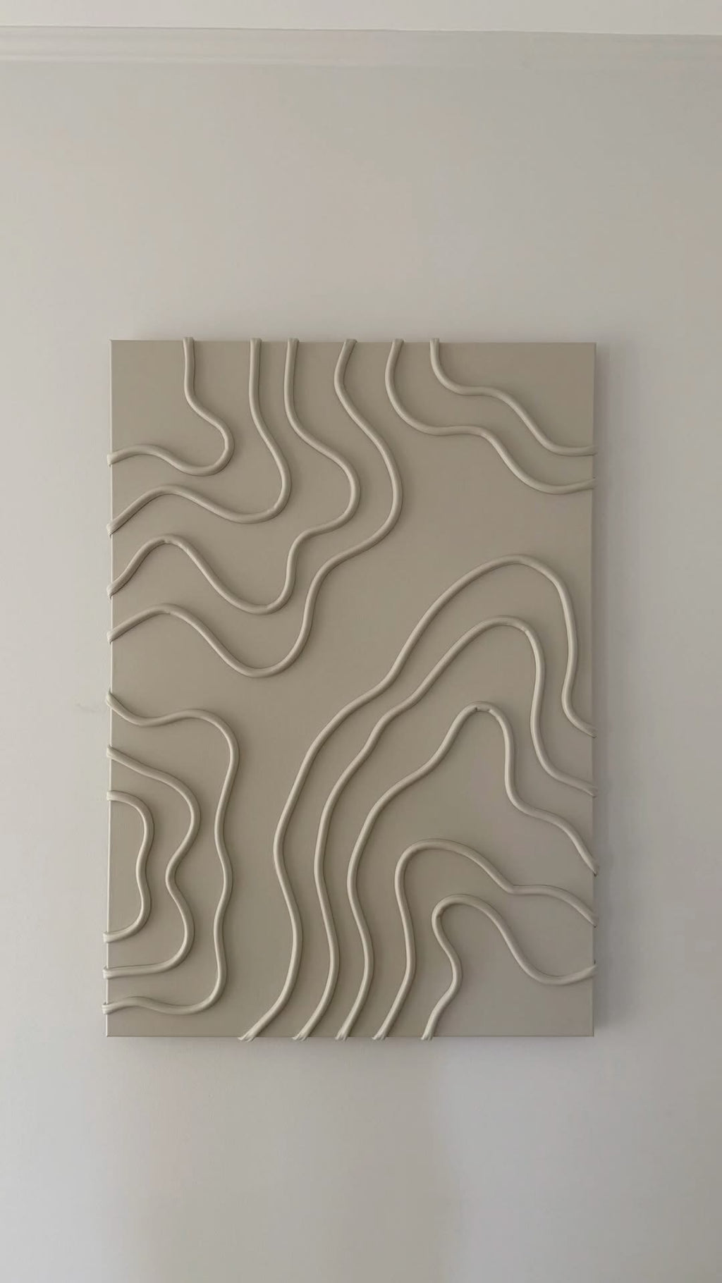 Ivory Contour Flow – Handcrafted Minimalist 3D Abstract Wall Art on Stretched Wooden Canvas | Wallorah