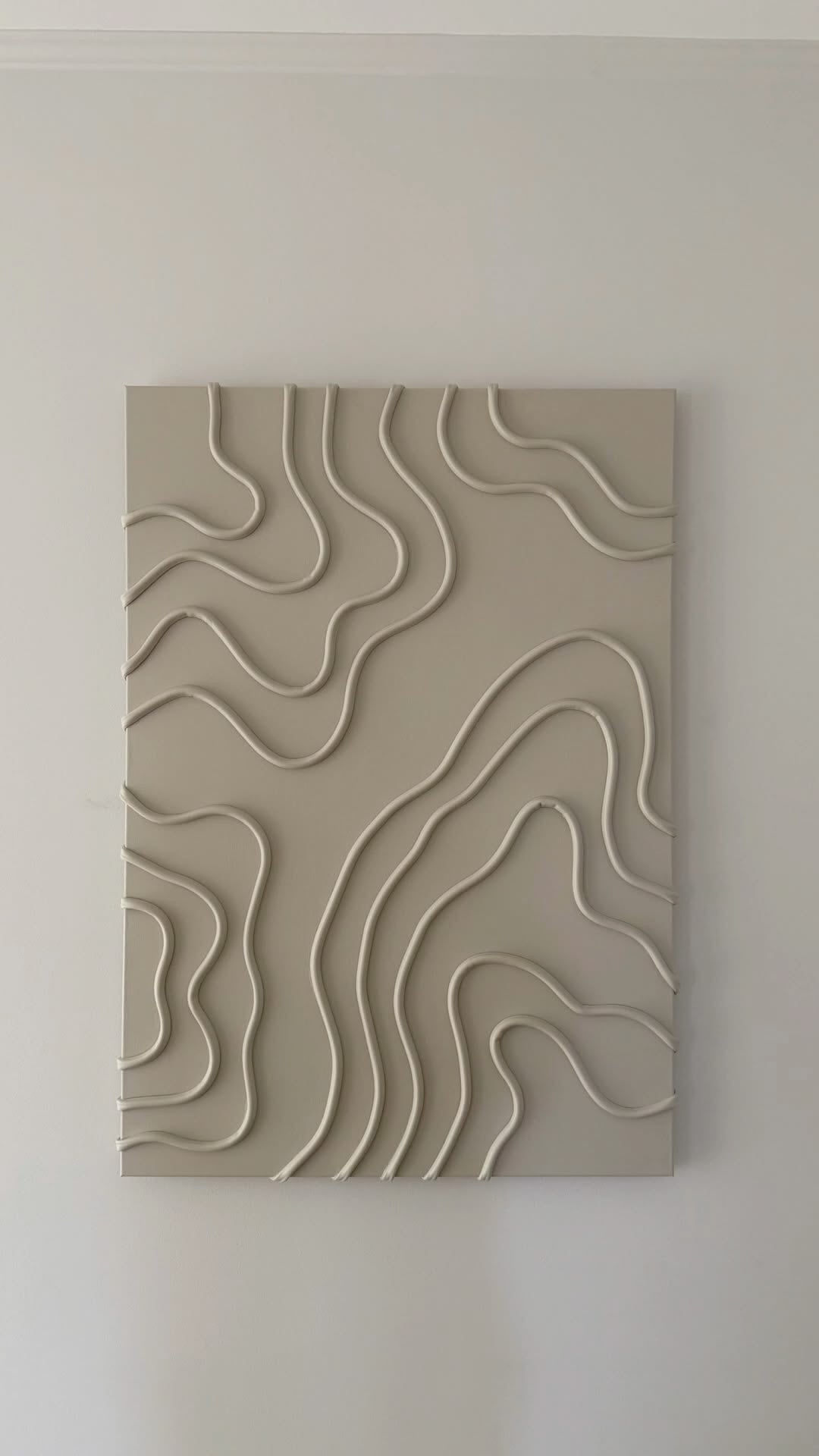 Ivory Contour Flow – Handcrafted Minimalist 3D Abstract Wall Art on Stretched Wooden Canvas | Wallorah