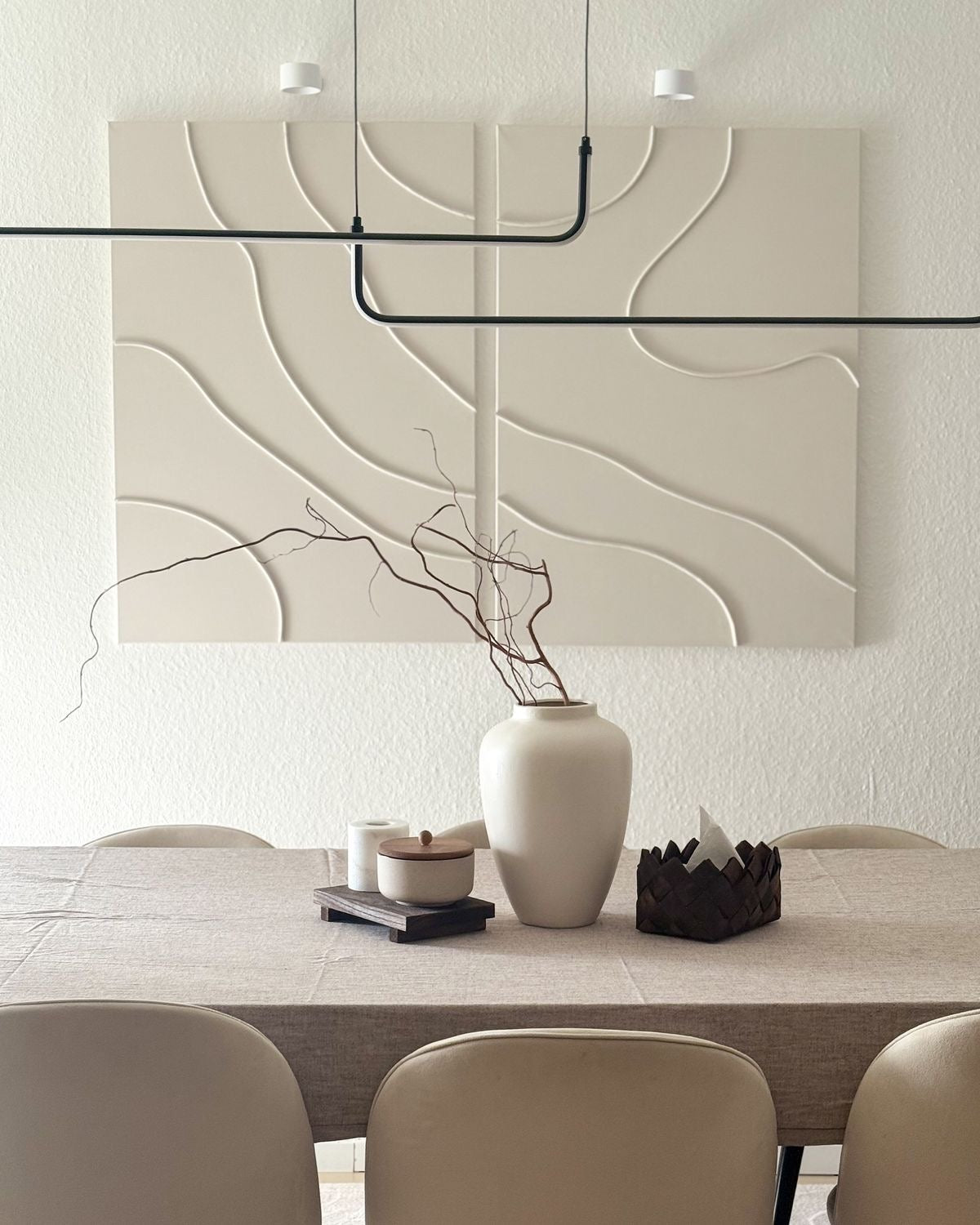 Ivory Harmony Duo – Handcrafted Minimalist Abstract Diptych Wall Art on Stretched Wooden Canvas | Wallorah
